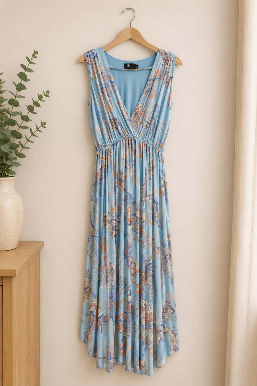 M Made In Italy Paisley Print Maxi Dress Size XL